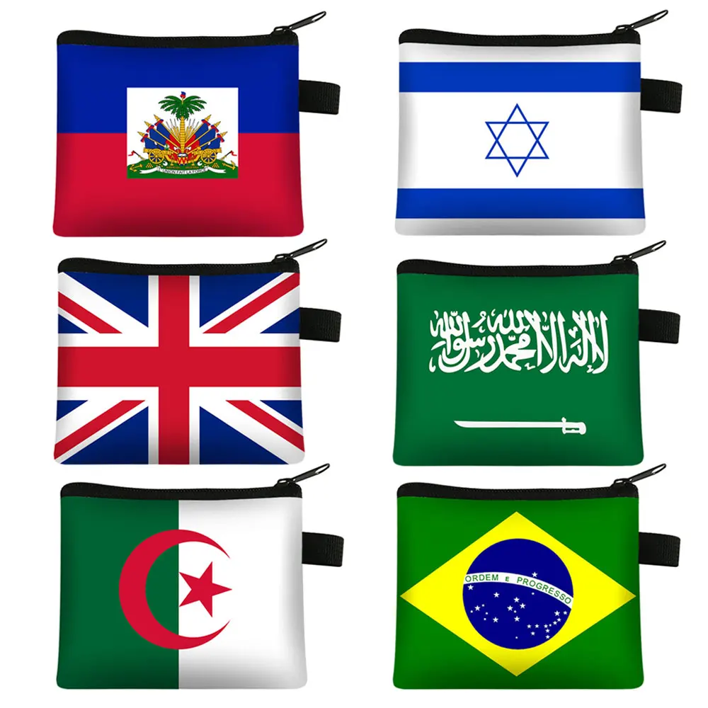 National Flag Print Coin Purses Algeria Spain Haiti Israel Women Wallet Saudi Arabia Men Purse Small Handbag Money Coin Bags coin purse women wallet coin wallet