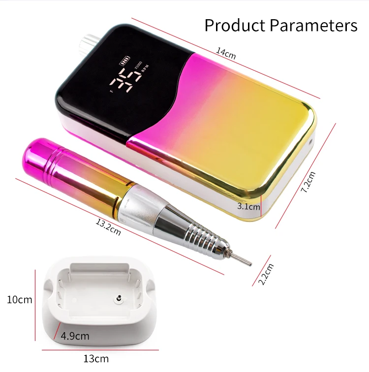 매니큐어 네일 폴리 셔 도구 전기 네일 파일 휴대용 충전식 35000rpm 무선 E 파일 네일 드릴 머신 개인 라벨