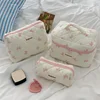 1PCS Women Cute Cosmetic Stroage Bag Quilted Cute Bow Makeup Pouch Travel Portable Wash Toiletry Storage Bag Organizer Purse 1