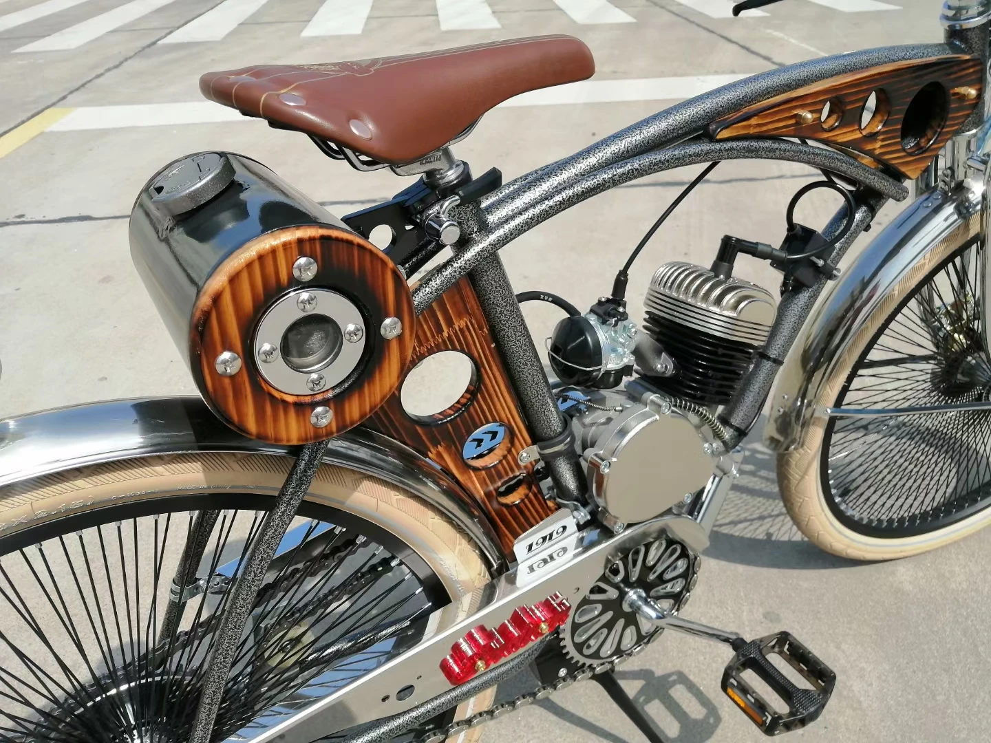 Bicicleta de gasolina Vintage, bicicleta motorizada, bicicleta