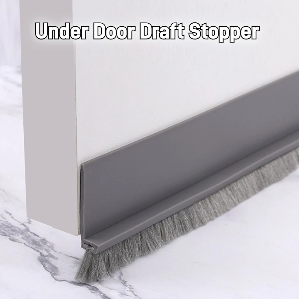 Self Adhesive Under Door Draft Stopper Hot or Cold Air Insulation Noise Insulation Integrated Door Sweep 39" L/2" W with Brush