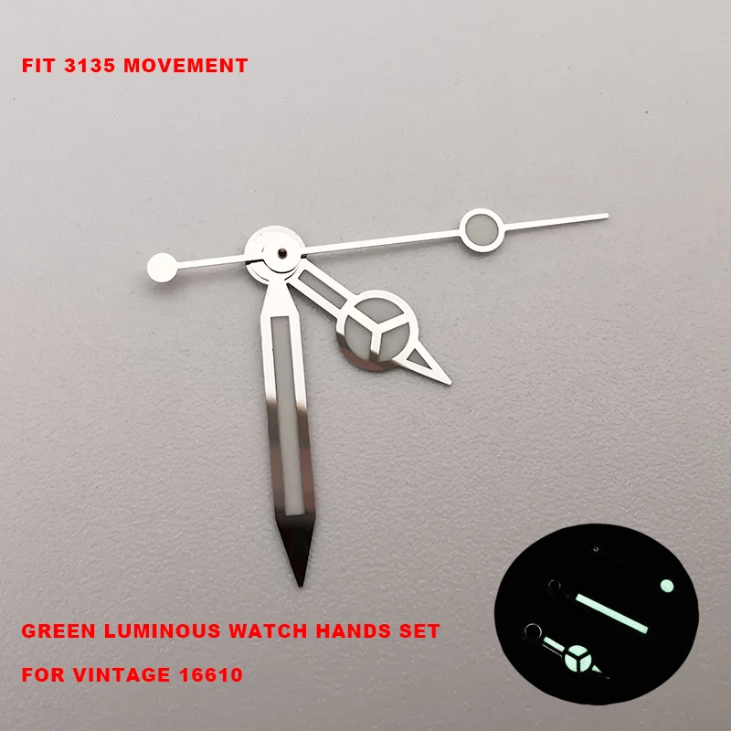 Set Di Lancette Luminose Verdi Per Submariner Vintage 16610, Adatto Per Parti Di Orologi Aftermarket Con Movimento Dell'Orologio 3135