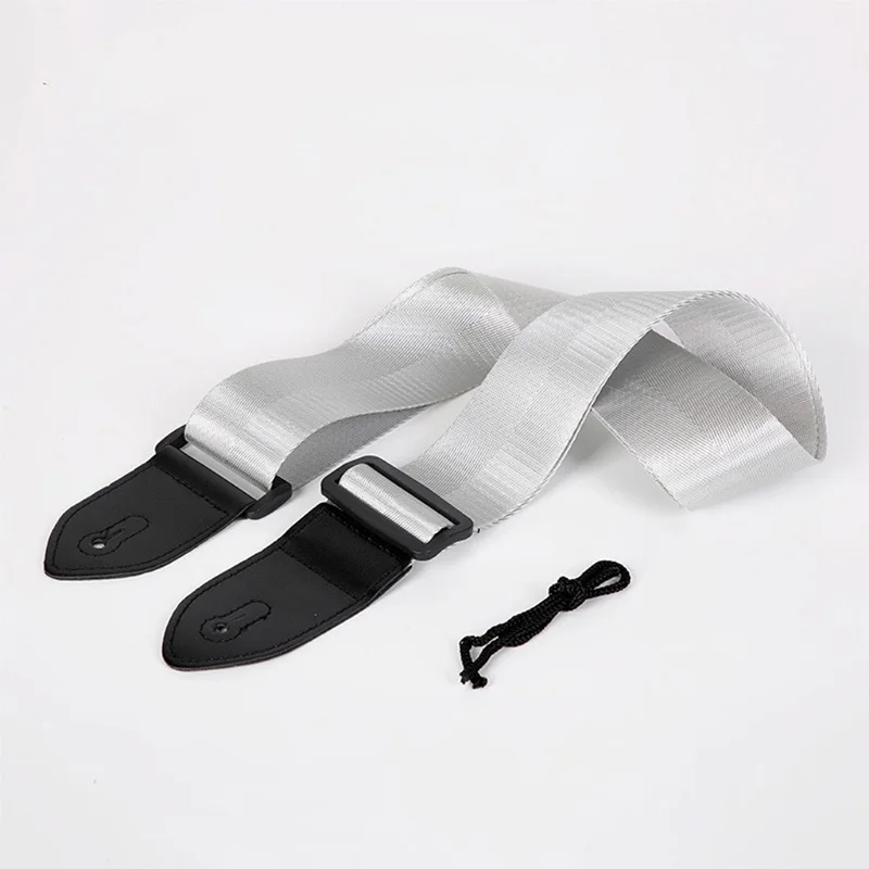 Solid-colored Adjustable Guitar Strap with PU Leather Ends - Suitable for Electric, Acoustic, and Bass Guitars