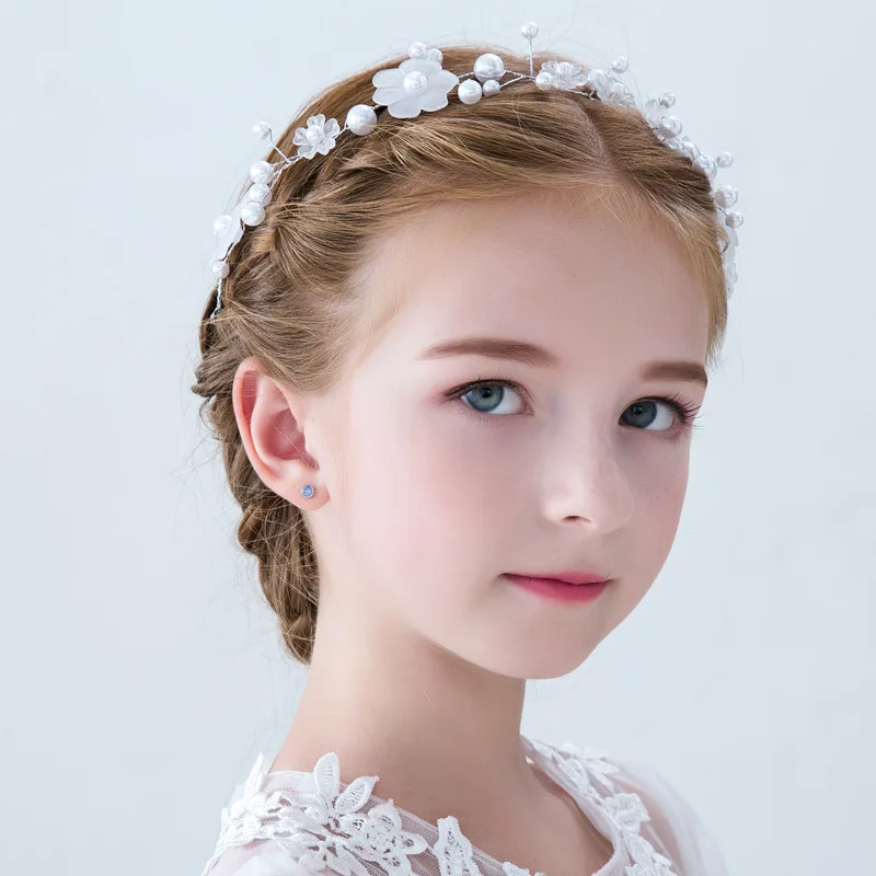 

New Children Hair Accessories Girl Headdress Princess Headband Girl Head Flower Birthday Accessory White Designer Headbands