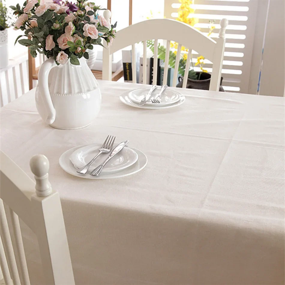 

Customizable Lace Edge White Polyester Linen Tablecloth,Rectangular Dust-Proof Table Cover,for Kitchen Dinning Table Home Decor