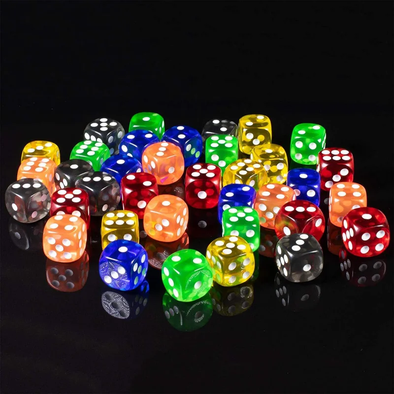 Transparent Acrylic Dice 16mm Game Dices Cubes 10pcs/Pack