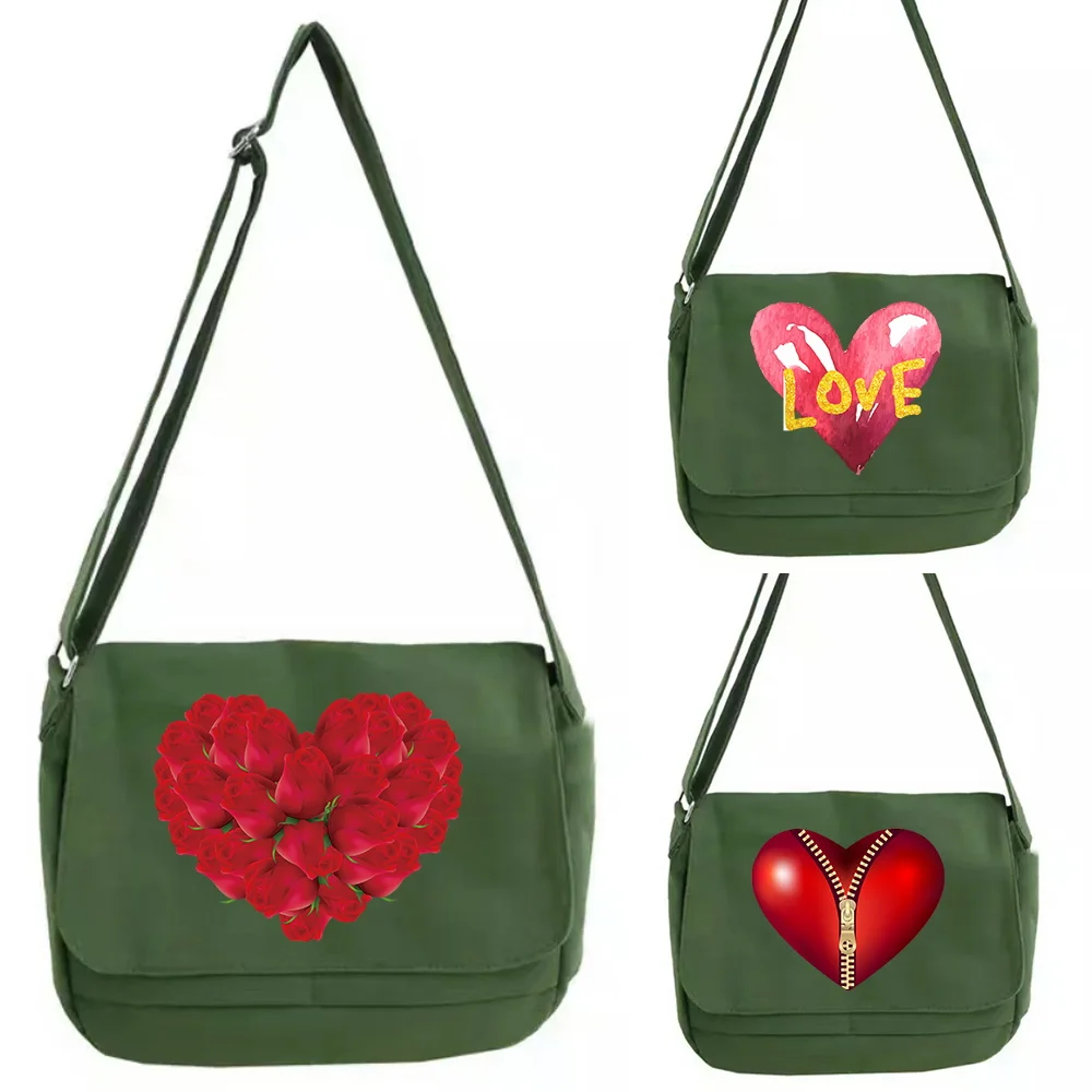 Messenger Shoulder Bags Casual Female Large Capacity Handbags Women's Crossbody Travel Shopping Bag Love Series Print