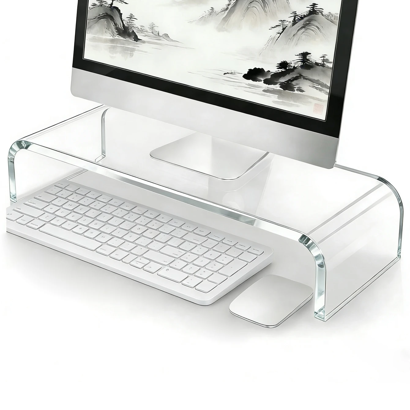 아크릴 모니터 스탠드, 노트북 리프트 - 견고한 플랫폼을 갖춘 투명 PC 스탠드..