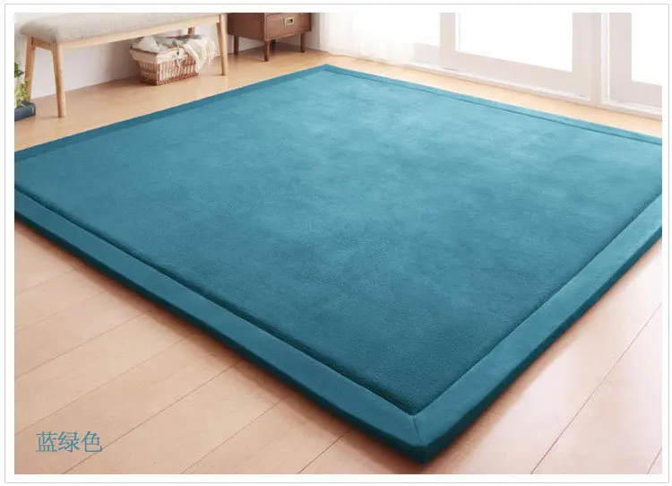 Plain Colour Coral Velvet Living Room Carpet Big Size Room Decor Rugs Thickening Japanese Tatami Mat Non-slip Baby Crawling Mat 3