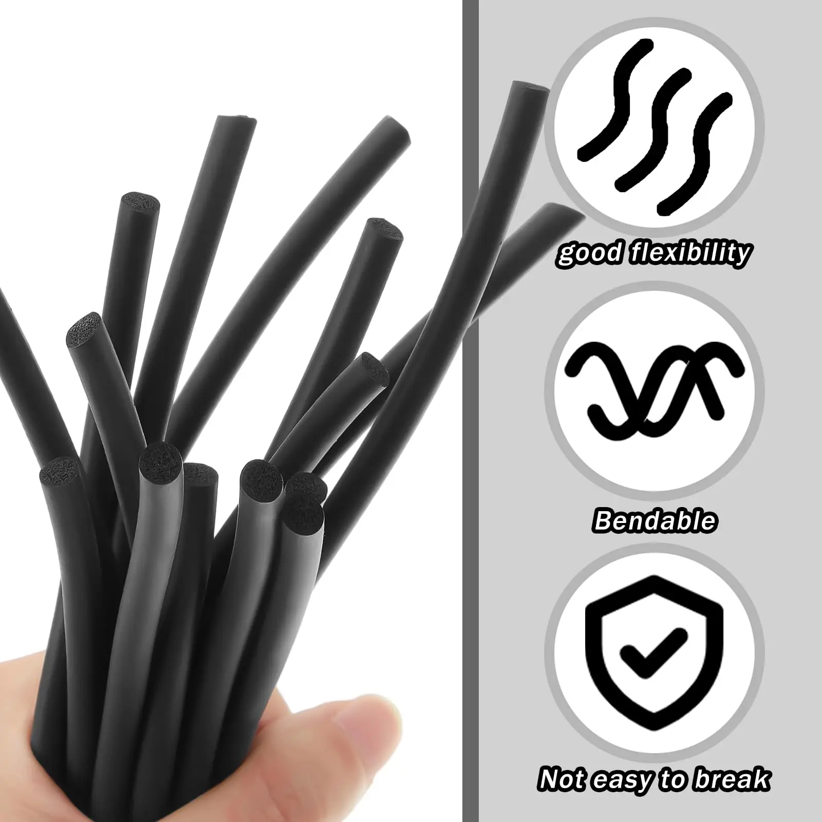 Black EPDM Rubber Foam Sealing Strip 2mm~50mm Round Sponge Cord Bar For Cabinet Door Seal For Cabinet Door Seal