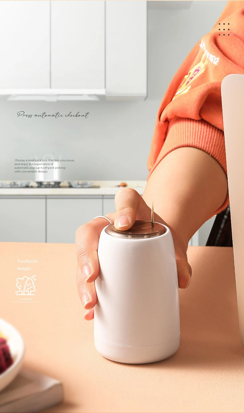 Description Picture 6 of itemAutomatic Pop-up Toothpick Jar Creative Toothpick Box Home Small And Portable Press Pop-up Toothpick Holders