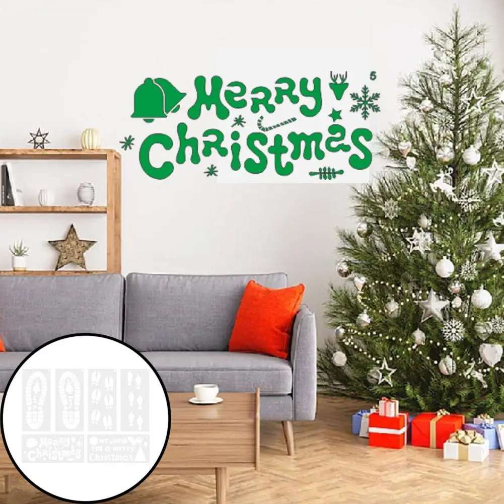 

Diy Painting Templates Versatile Christmas Footprint Stencil Kit for Diy Wall Art Craft Projects Reusable Templates for Elf