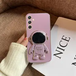 Astronaut Holder Luxury Plating Silicone Stand Case - M23 (YHY Cherry Purple)