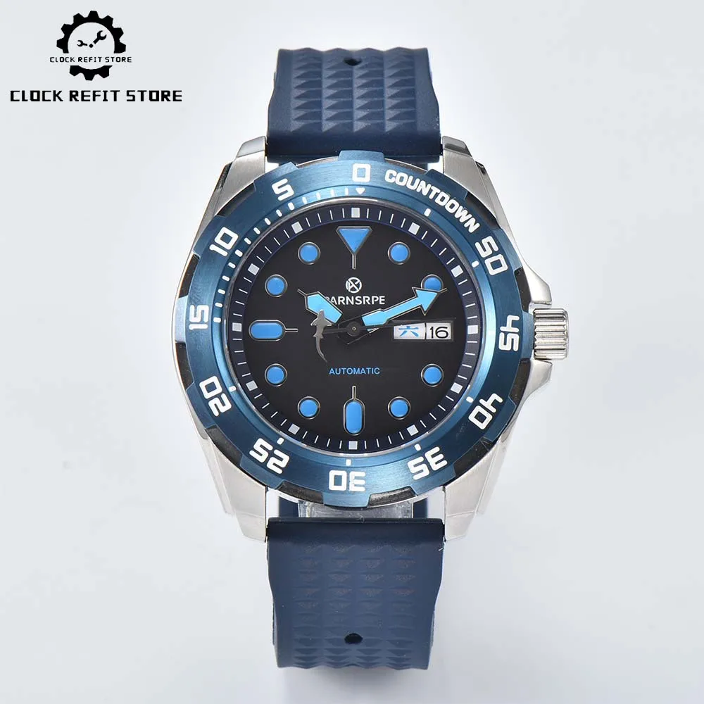 

New Casual Fashion Men's Mechanical Watch 44mm Brushed Case Transparent Back Silicone Strap Sapphire Glass