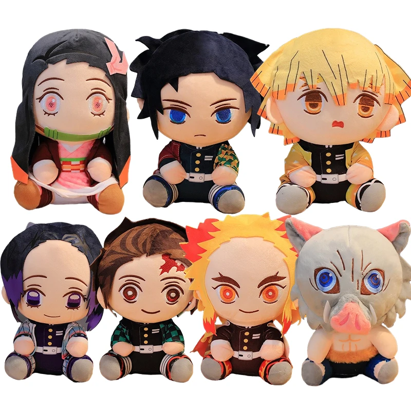 Devil's Blade Anime Plush Stuffed Toys Demon Slayer Cartoon Figure Manga Dolls Kimetsu Tanjirou Nezuko Kids Birthday Gifts Decor demon slayer sword swordsman sabito pen sword nichirin blade anime knife katana keychain weapon model toy for boy christmas gift