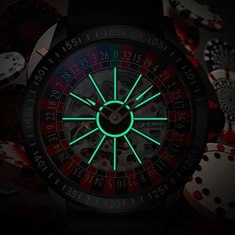Mechanical Watch Men Automatic Luxury Gambling Rotating Plate Dial Waterproof Luminous