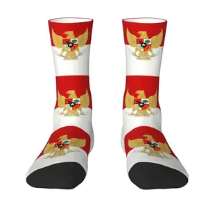Indonesia Flag Men's Crew Socks Unisex Cool 3D Print National Emblem Dress Socks