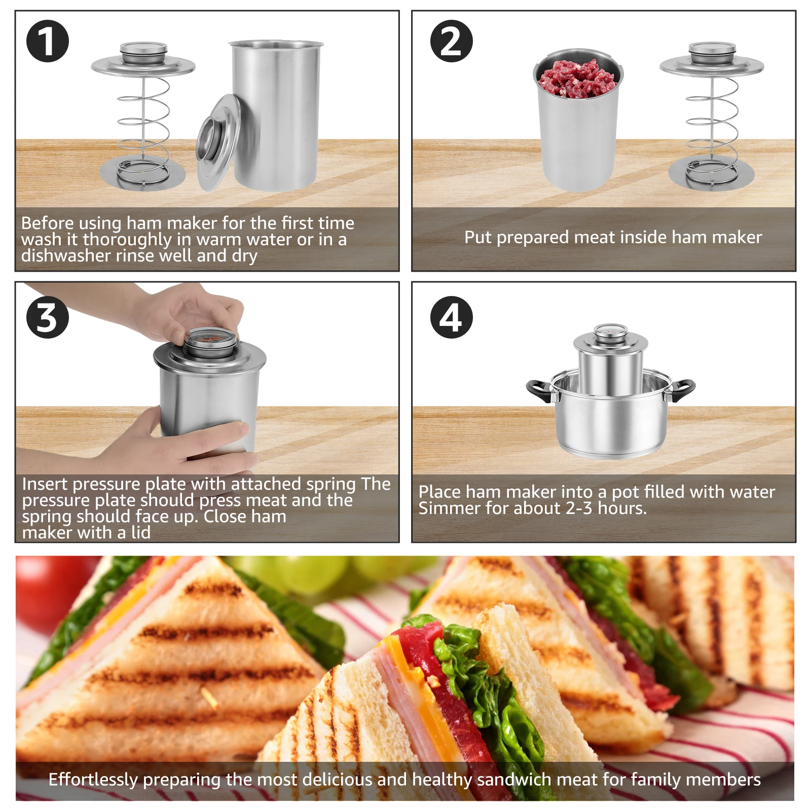 Burger press Steamed Meat Pot Meat Cooker Press Cooker Ham Press For Home Kitchen Cooking Bake Tool Multifunc Thermo Bucket Store