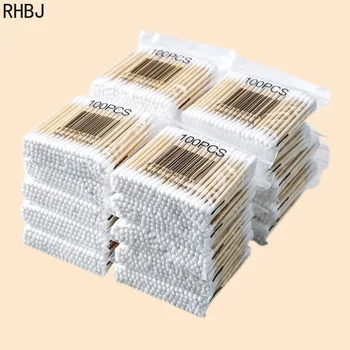 100/300/500/1000pcs Double Head Cotton Swab Women Makeup Cotton Buds Tip for Wood Sticks Nose Ears Cleaning Health Care Tools 1