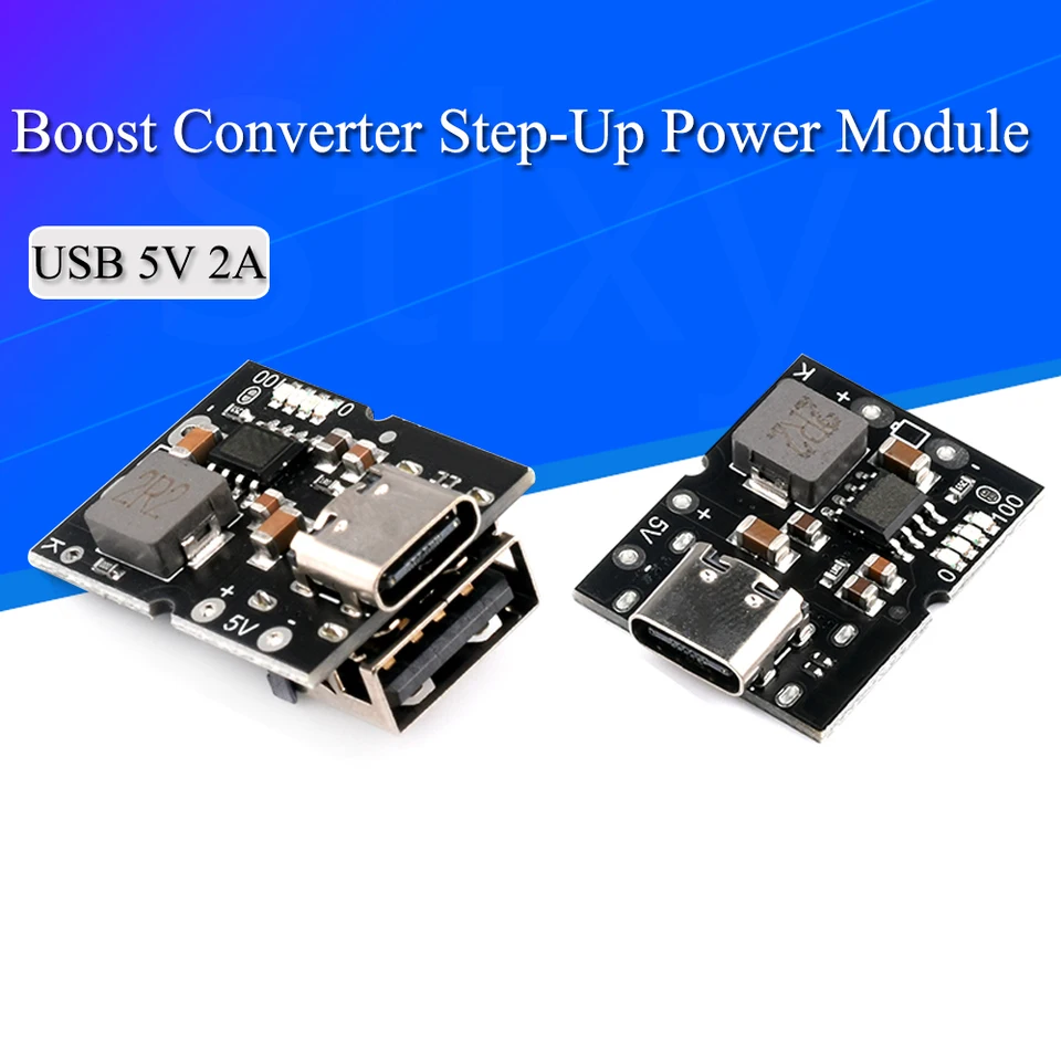 10 Moduli Convertitori Boost USB Tipo-C 5V 2A | Step-up Con Display LED Per Batteria Al Litio | Carica E Scarica Integrata Con Cavo Tipo-C