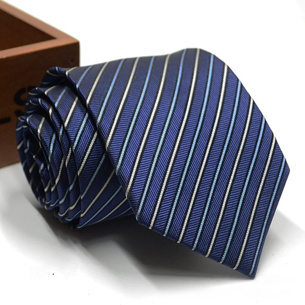 Classic Stripe Necktie - Business Formal Tie for Men 8cm Blue Black Pink Red