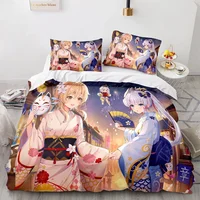 Game Genshin Impact Comforter Bedding Sets Quilt Bed Cover Duvet Cover Pillow Case 2-3 Pieces Sets Kids Adult Size 2