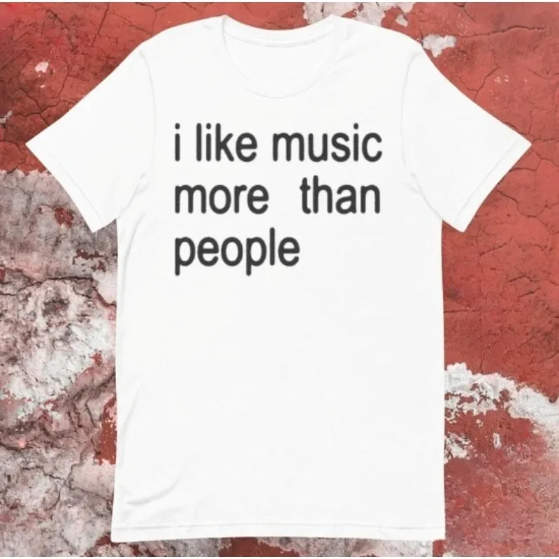 T-shirt Fruit Of The Loom – I Like Music More Than People – Gris Taille S – Neuf