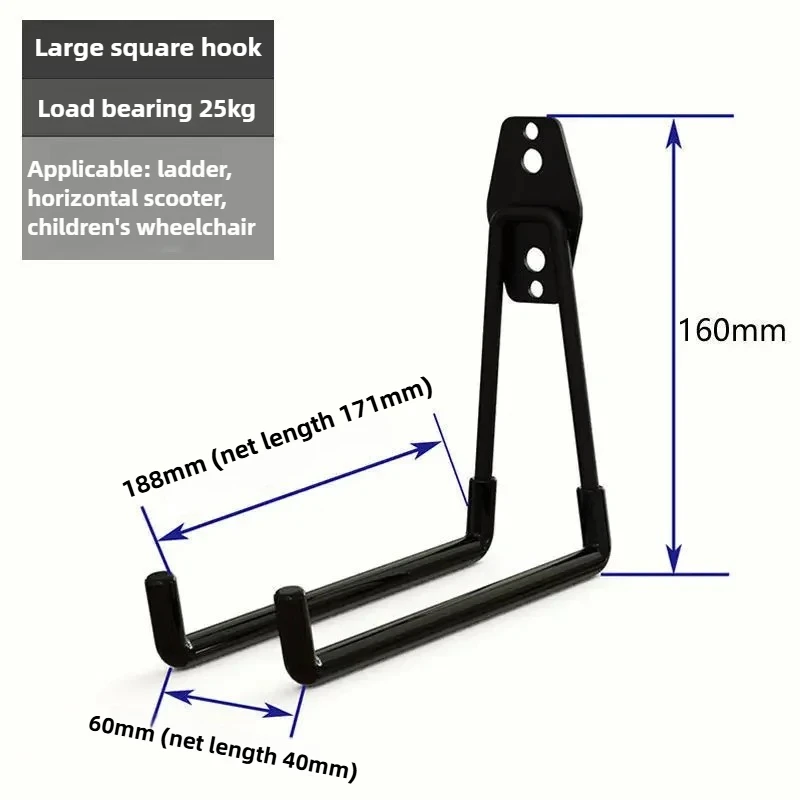 Heavy Duty Metal Bike Wall Mount Stand & Garage Storage Hook System