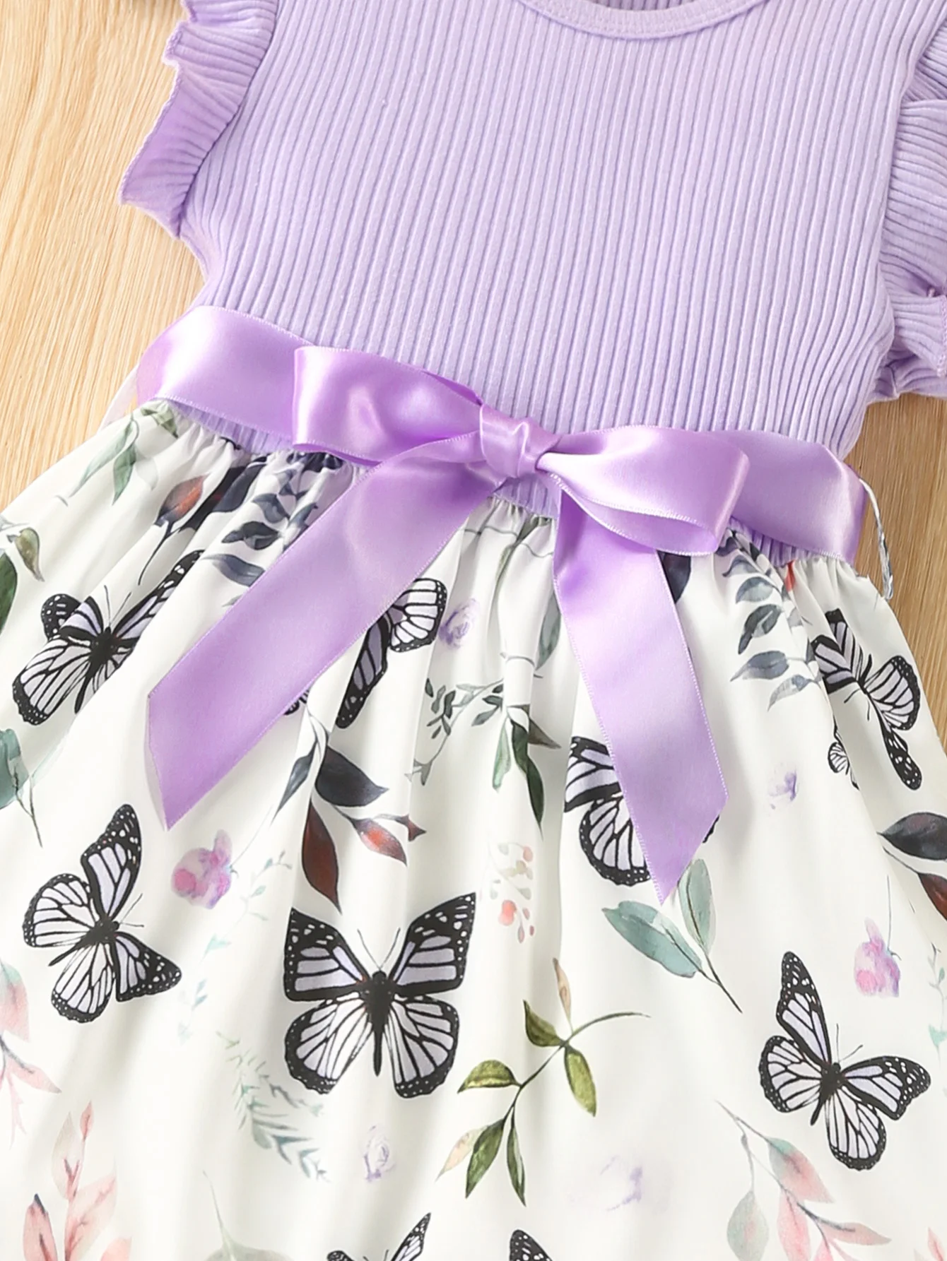 Girls Dress 3-7 Years Old Summer Sweet Casual Ruffled Butterfly Flower Print Party Korean Princess
