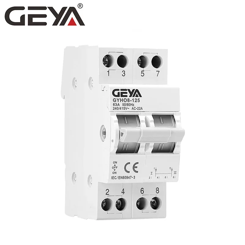 Circuit Breaker GEYA GYHO8 2P 40A 63A 100A 125A MTS Dual Power Manual Conversion Isolating Switch Interlock AC Isotator