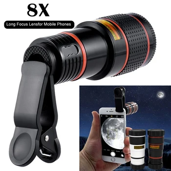 Lente Monoculare Universale Zoom HD per Cellulare, Obiettivo Teleobiettivo Portatile 8x con Treppiede per Smartphone