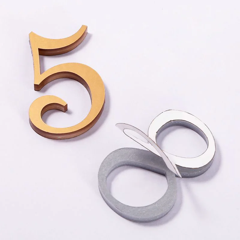 Creative Simple Letter House Number Gold Color Acrylic 3D Digital Plate Door Number Sticker Hotel Apartment Mailbox Address Sign house number signs door signs house numbers number plate