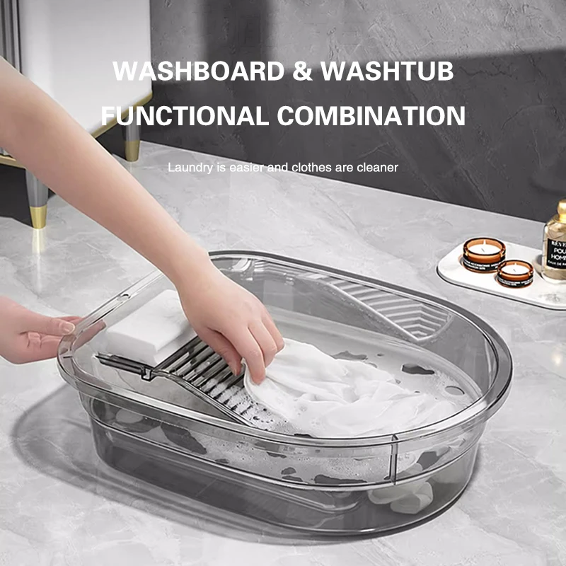 Thickened Washing Board Plastic Washtub with Washboard Laundry Tub Washtub Washing Kid Baby Clothes Board Cleaning Tools