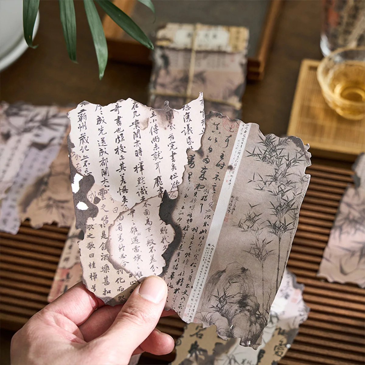 Chinese style calligraphy characters hand curtain decorative base material paper 30 PCS for handmade diy Diary Background craft paper handmade craft paper handmade paper