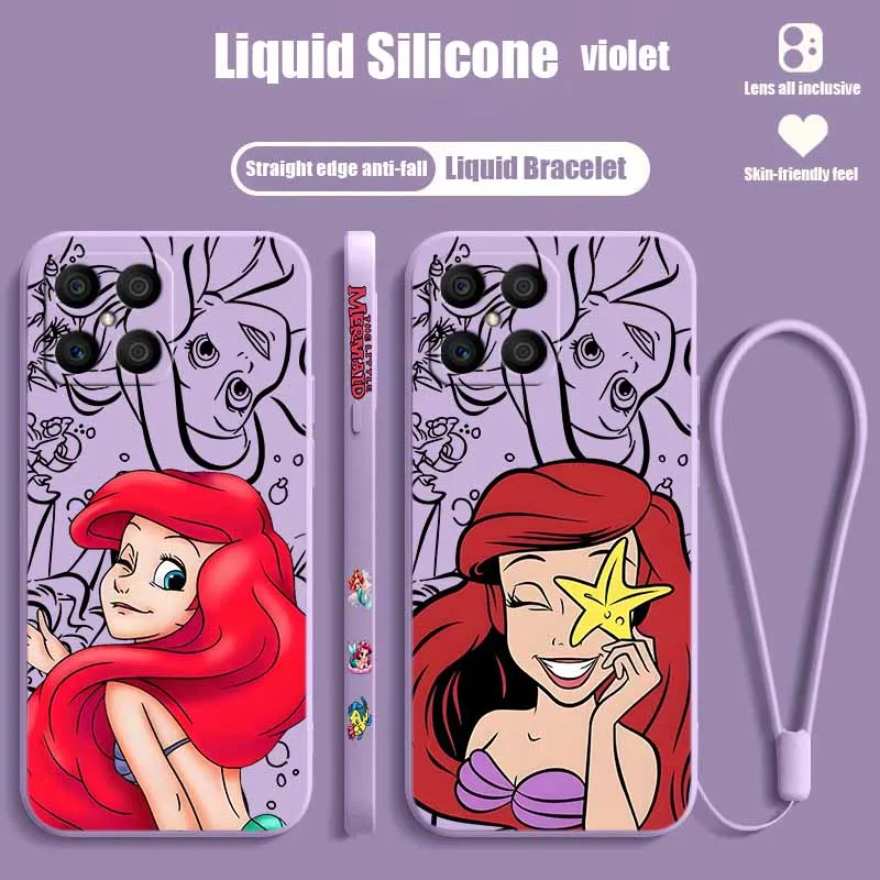 Elegant The Little Mermaid Silicone Phone Case with Liquid Left Rope