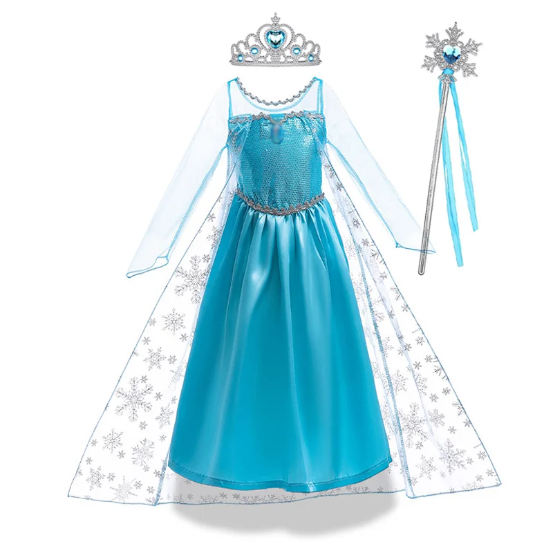 thumbnail image 1 of Disfraz de Elsa y Reina de las Nieves para niñas de 3 a 10 años, para Halloween, carnaval, fiesta, baile de graduación, cosplay, vestido de princesa, ropa para niños, 1 of 5