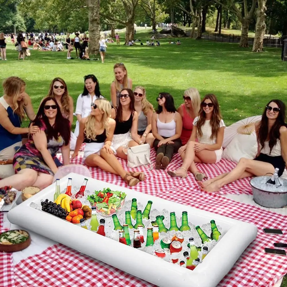 Salad Serving Tray  Convenient Waterproof No Odor  Inflatable Ice Salad Tray Food Drink Container Party Accessories braided tray nordic love fruit storage plate handmade water swimming pool drink cup stand float party beverage mat outdoor toy