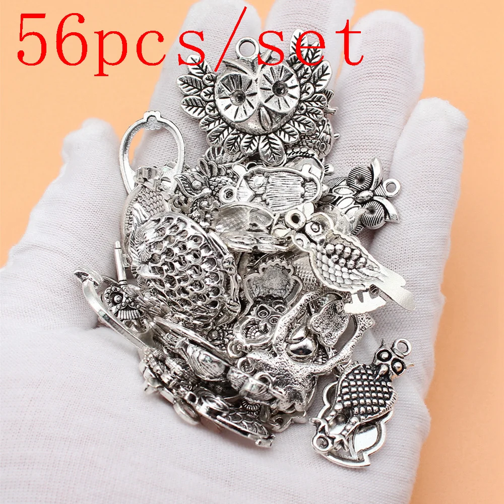 

Diy Owl Charms Jewelry Making Supplies Materials 56pcs/set