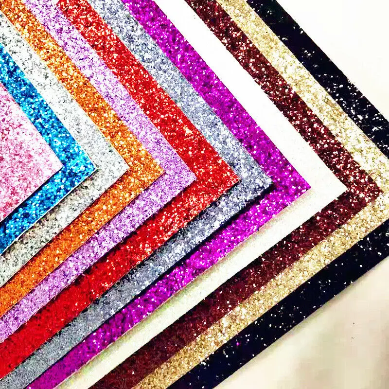 7.8"x5.9" Sparkly Adhesive Chunky Glitter Fabric Sheet Multicolor Vinyl