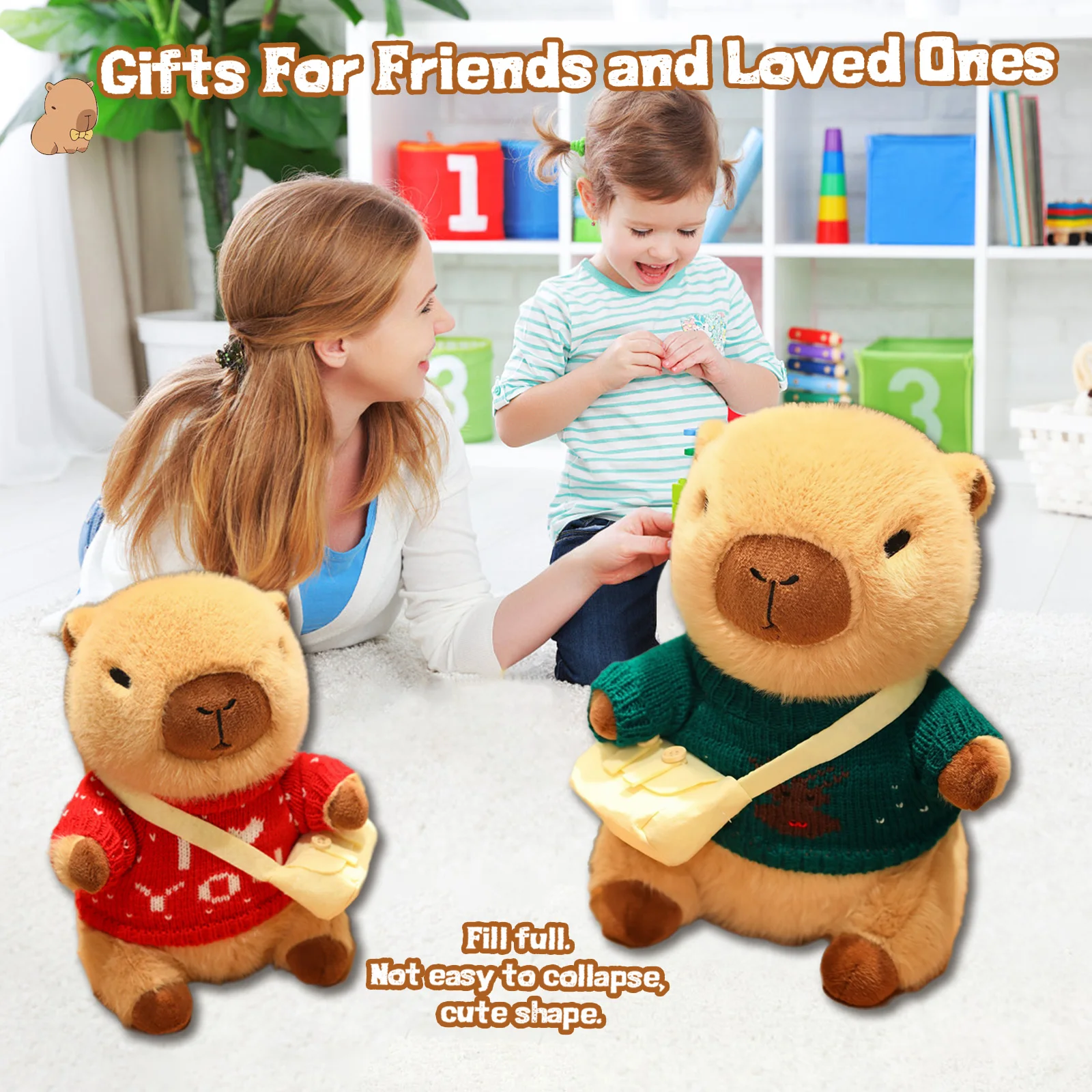 Capybara Plush Toys with Clothes Fashion Sweater DIY Capybara Doll Clothes Cartoon Accessories Dress-Up Soft Stuffed Animal Doll