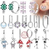 Hoop Earrings New Original 925 Sterling Silver Sweet Heart Bow Round Zircon Studs Drop Earrings For Women Girl Fine Jewelry