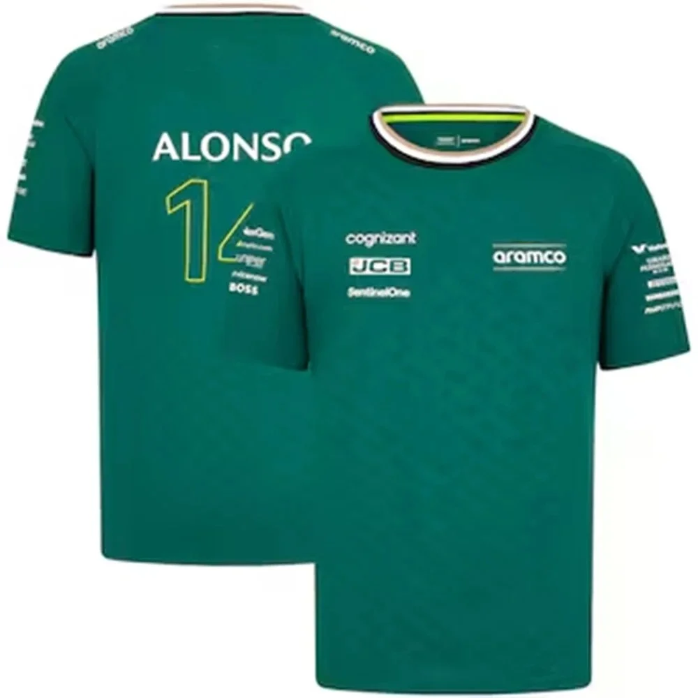 thumbnail image 1 of Camisetas del equipo de F1 Aston Martin 2023, camisetas del piloto de carreras español Fernando Alonso 14 y Stroll 18, camisetas para niños en 3D de gran oferta, 1 of 5