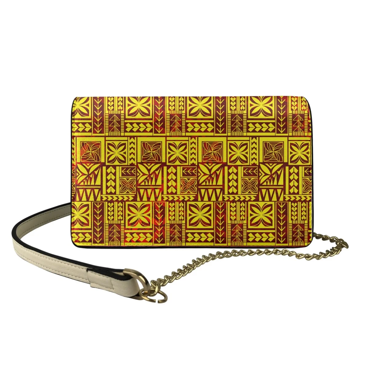 

Custom Sling Crossbody Bag Handbags Polynesian Samoa Tapa Flower Tribal Print Leather Purse PU Mini Messager Chain Bags Women