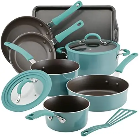 

+ Create Nonstick Cookware/Pots and Pan Set, 10 Piece, Agave Blue