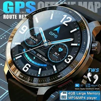 Nouvelle montre connectée GPS avec cartes hors ligne pour hommes, mémoire, styles de menu 3D, lecteur MP3 et MP4 TWS, écran AMOLED 1,43 pouces, boussole, bracelet sportif étanche pour la natation 1