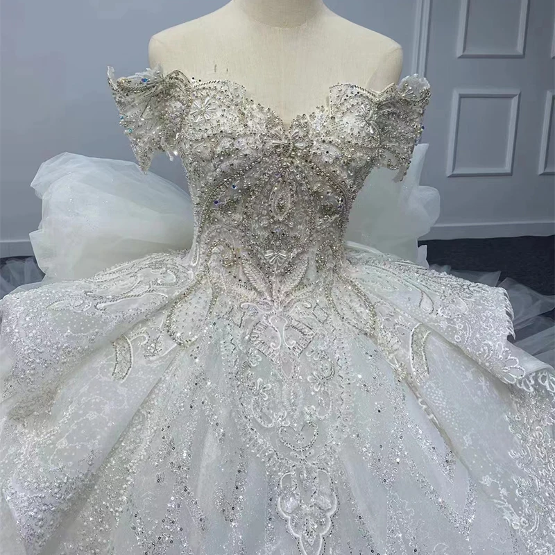 Luxury Dresses For Women 2022 Organza Ball Gown Sweetheart Wedding Suits For Women Sequined MN81 Vestidos De Novia 5