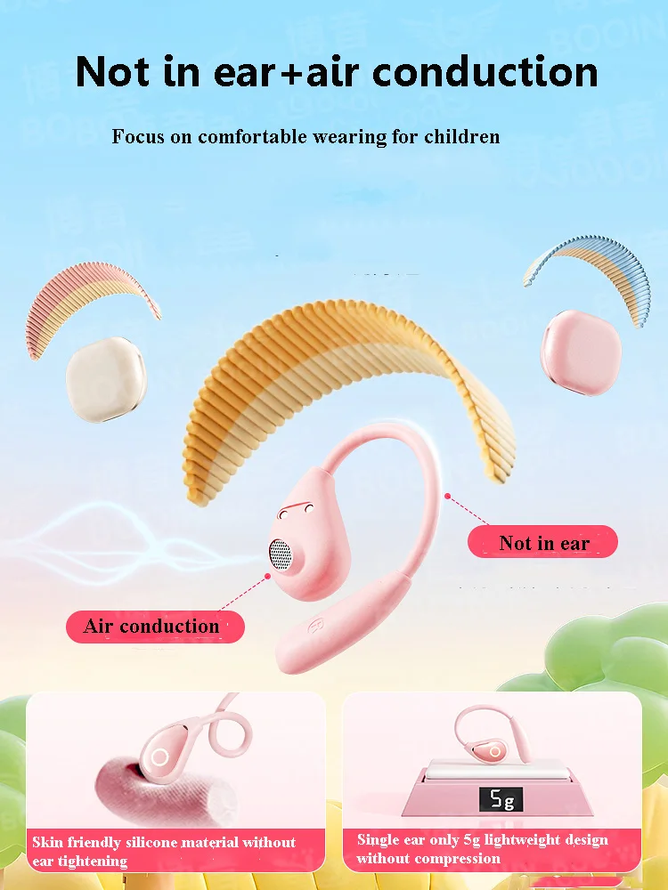Kids Air Conduction Wireless Headphones Open Ear Bluetooth 5.4 Stereo Music Headset with Microphone Touch Control Earphones