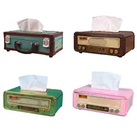 Radio Tissue Box Cover Retro Rectangular Tissue Box Holder Radio Shape Retro Paper Dispenser for Home Decor Ornaments 2