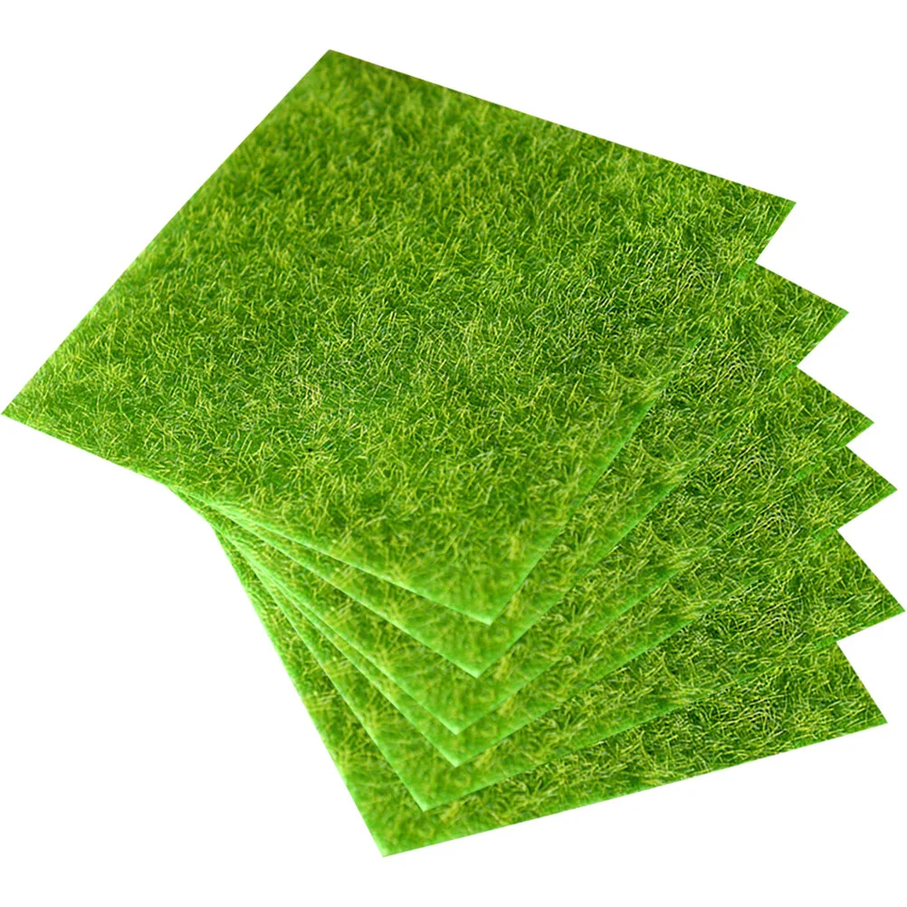 

6 Pcs Mini Lawn Grass Mat DIY Fake Landscaping Square Decorative Craft Pvc Small Pad