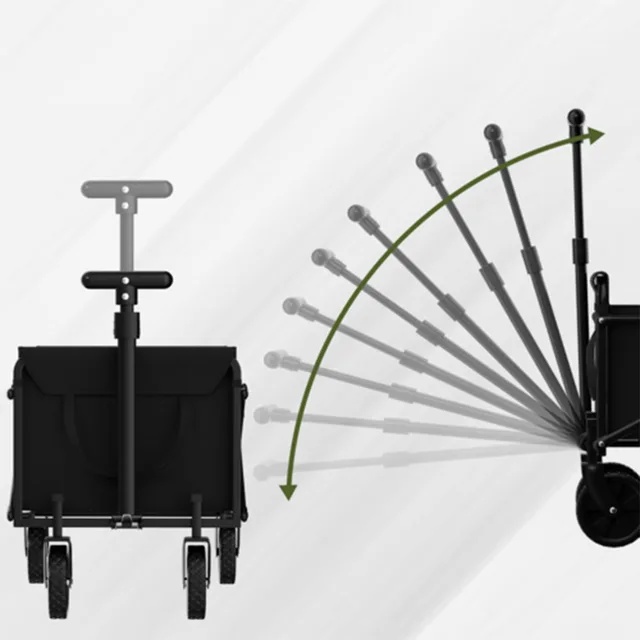 Black Small Handcart Outdoor Garden Folding Cart Collapsible Utility Shopping Cart Wagon Portable Picnic Beach Trolley Cart 3